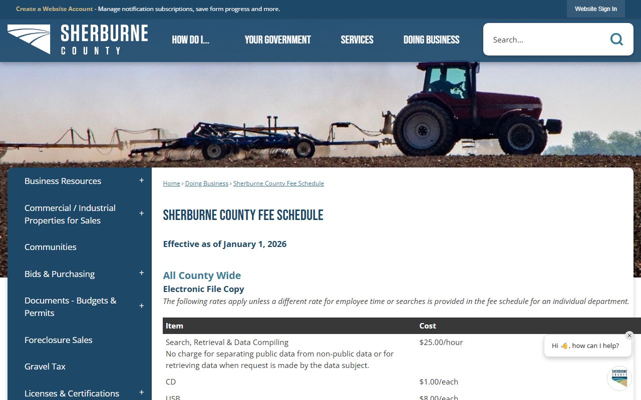Sherburne County clerk records court fee schedule