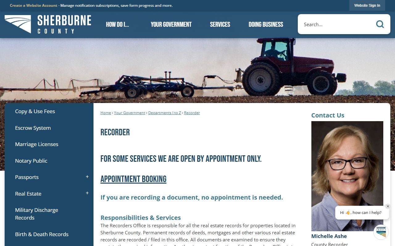 Sherburne County clerk records County Recorder role