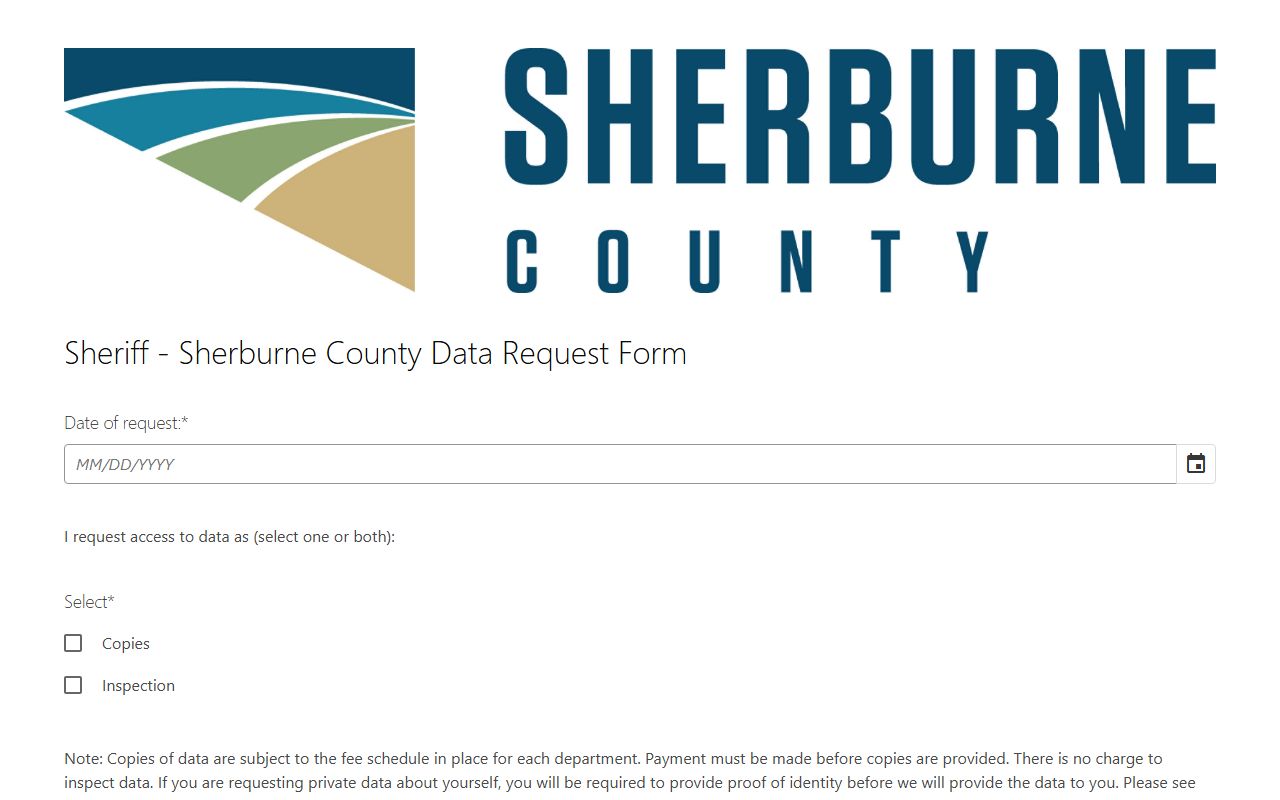 Sherburne County arrest records electronic data request form