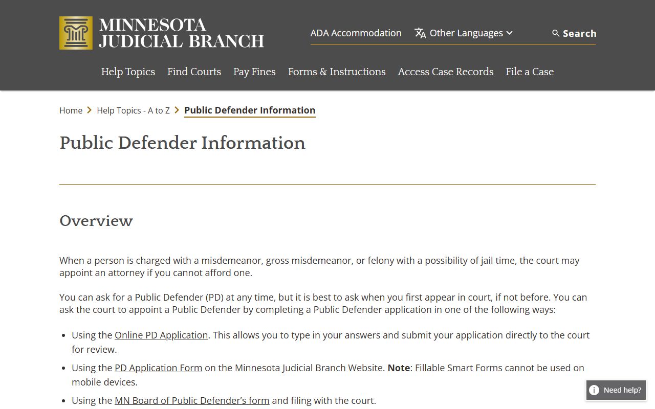 Sherburne County court charges public defender guidance