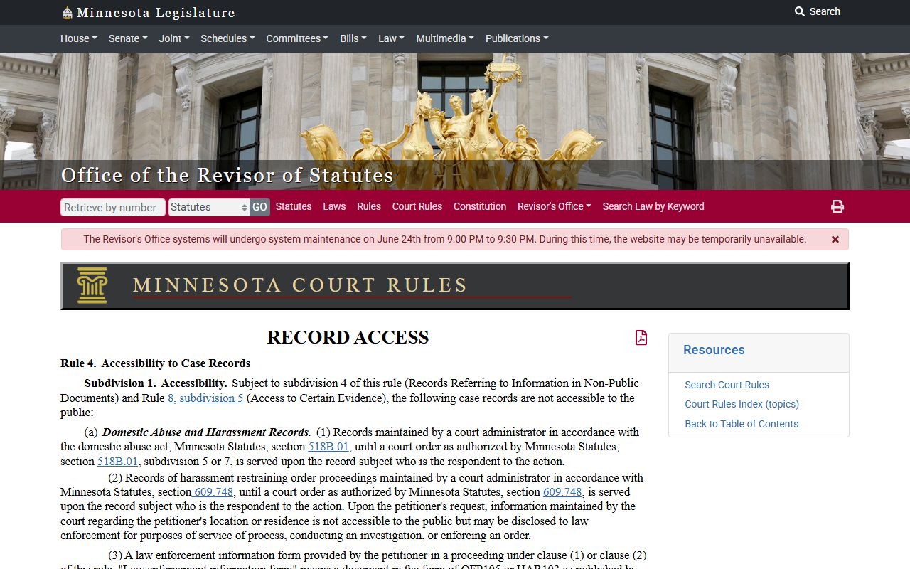 Sherburne County court records nonpublic case categories