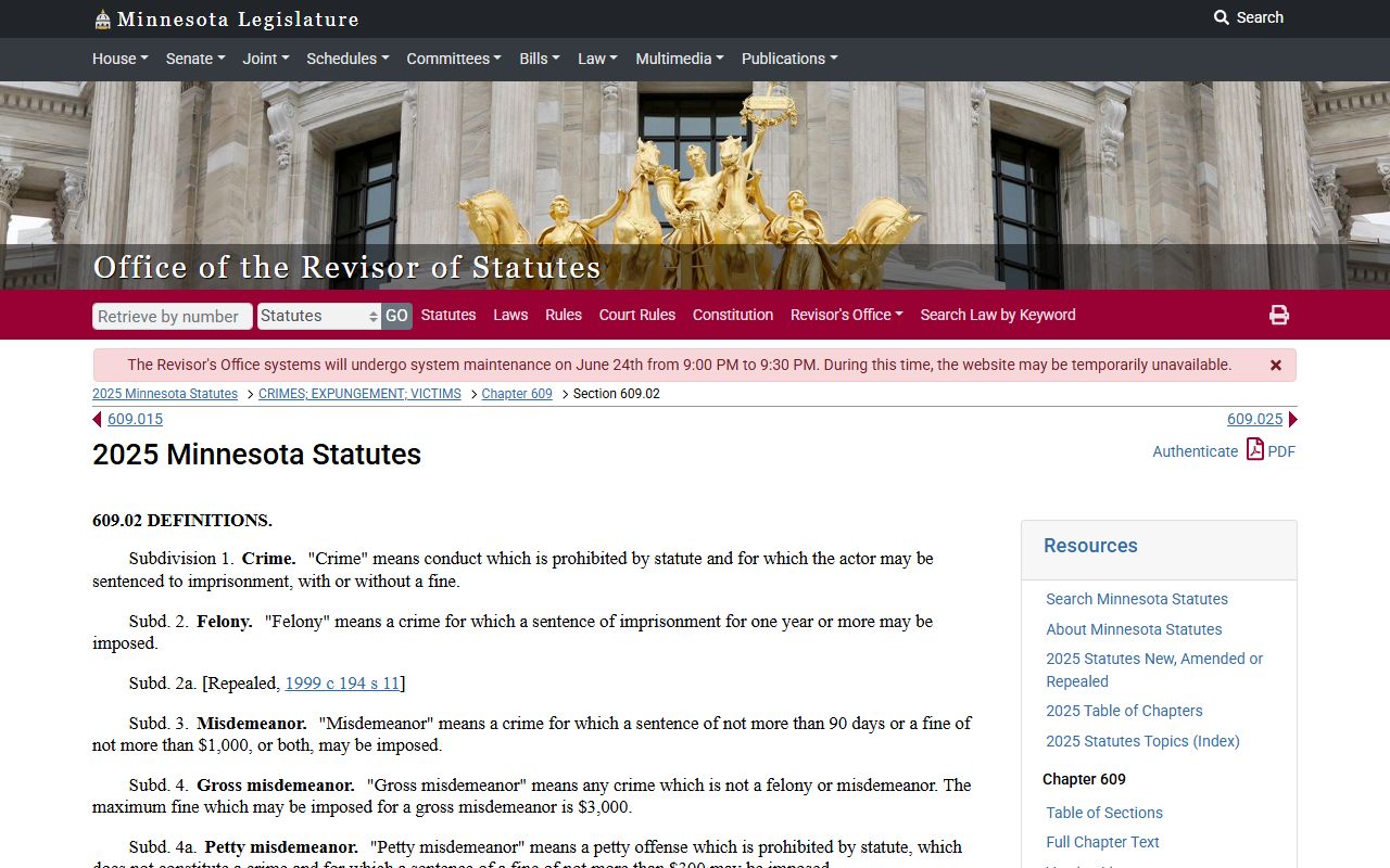 Sherburne County criminal court records Minnesota offense definitions