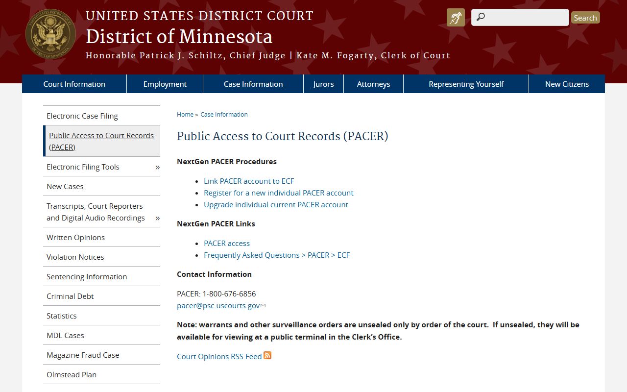 Sherburne County District Court federal PACER access distinction