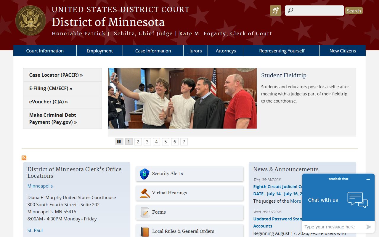 Sherburne County District Court and U.S. District Court Minnesota