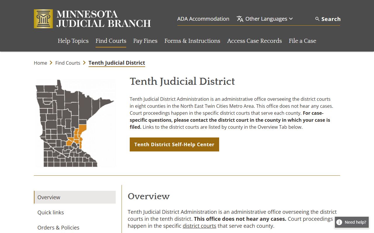 Sherburne County court records Tenth Judicial District