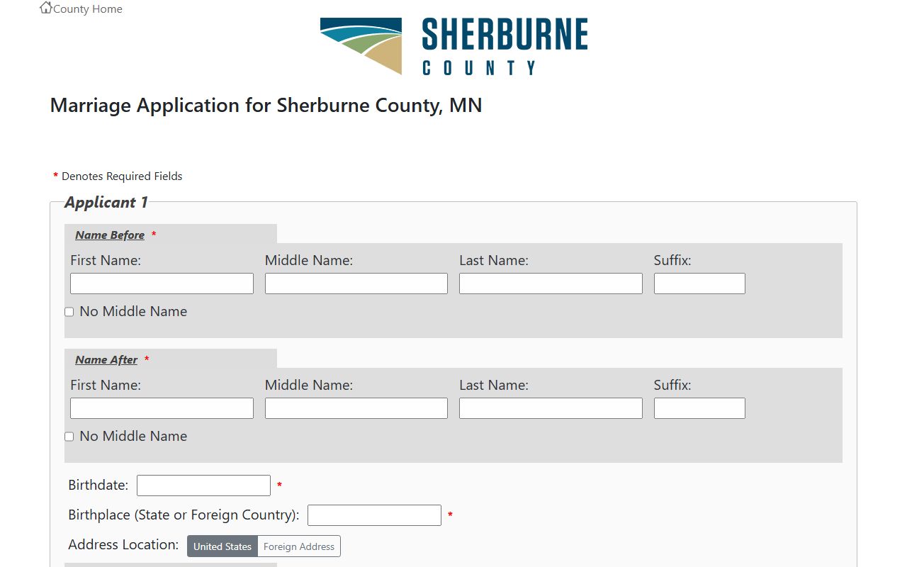 Sherburne County marriage and divorce records online marriage application