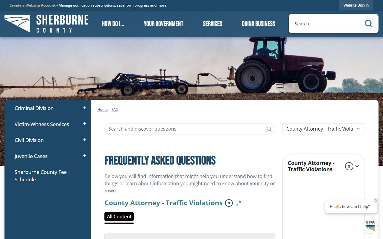 Sherburne County traffic court records County Attorney traffic FAQ